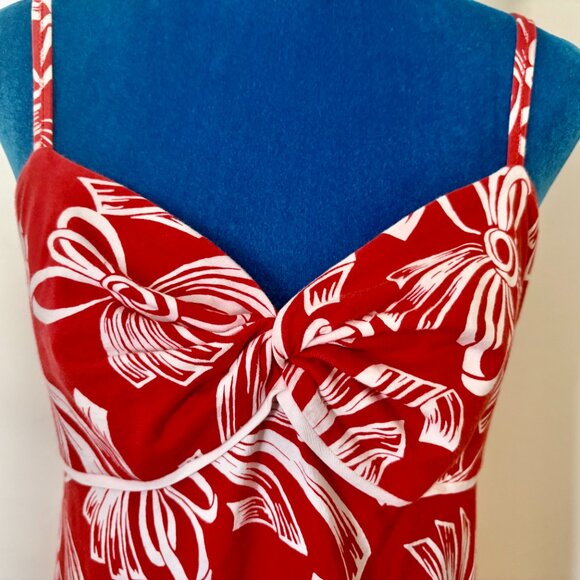 Tommy Bahama Red Tropical Floral Mini Dress Stretch Knit Size M - Picture 2 of 9